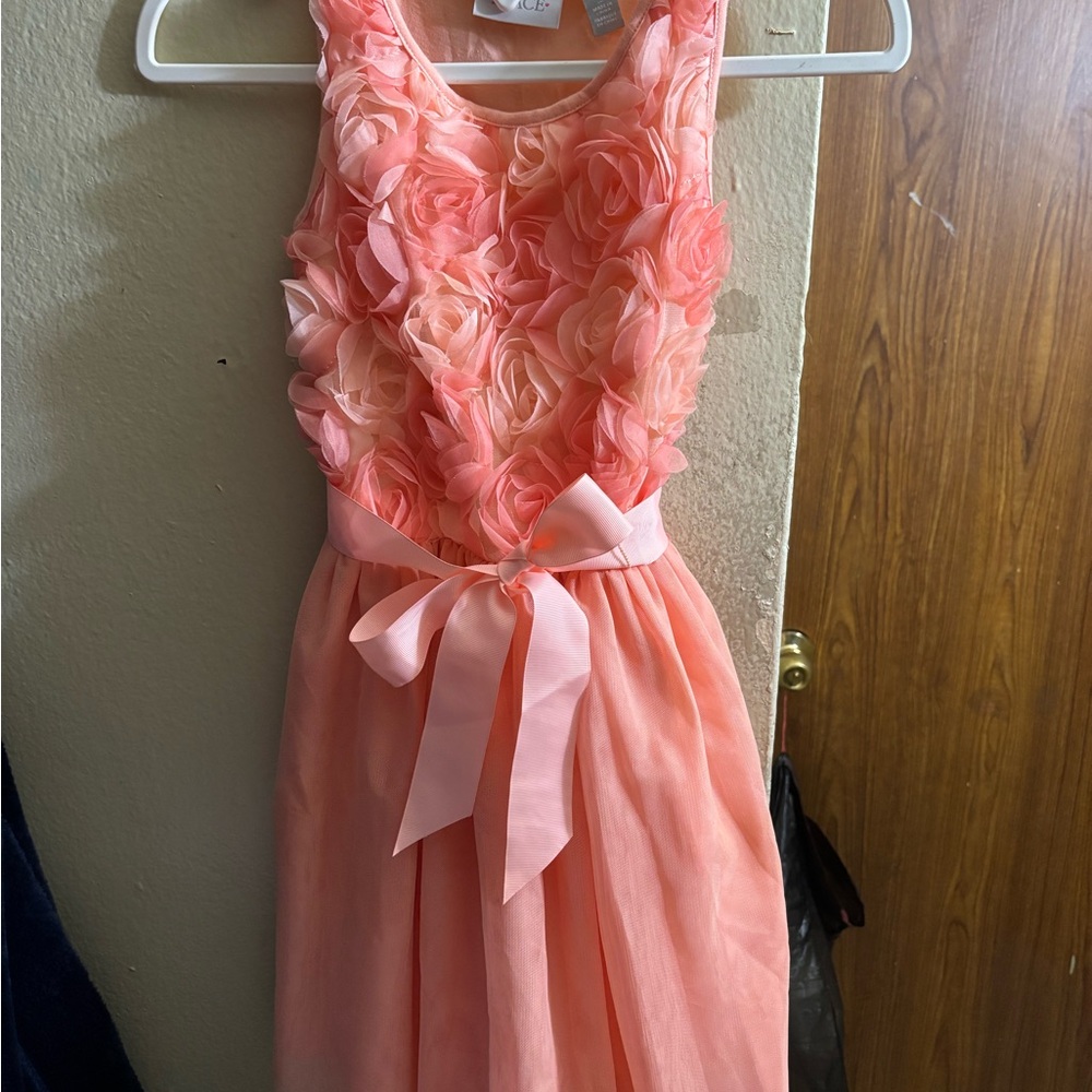 Peach Floral Kids Dress